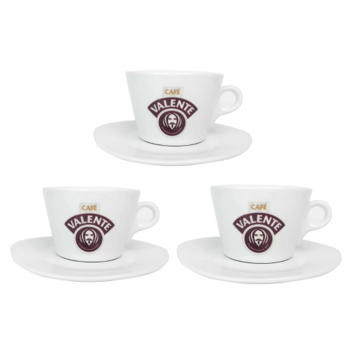 CAFE VALENTE Double Cappuccino Fincan + Tabak ( 3’lü Set )